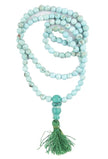 Natural Turquoise Mala Necklace (108 Beads) – Protection & Wisdom  | Healing Japa Mala with Tassel | Unisex Spiritual Jewelry