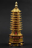 Golden Feng Shui Pagoda Tower Showpiece | Lucky Wealth & Success Pagoda Statue for Home, Office & Vastu Decor