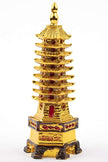 Golden Feng Shui Pagoda Tower Showpiece | Lucky Wealth & Success Pagoda Statue for Home, Office & Vastu Decor