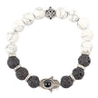 White Howlite & Lava Stone Hamsa Bracelet | Protection Crystal Bracelet | Unisex Healing Beaded Bracelet