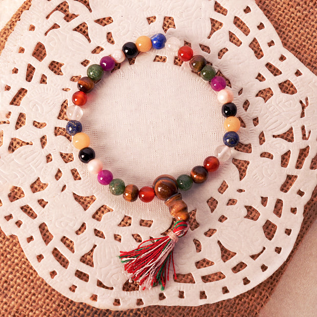 Navratna Harmony Bracelet | Natural 9 Gemstone Bracelet for Balance, Prosperity, Protection &amp; Positive Energy
