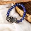 Lapis Lazuli Beaded Bracelet with Carved Feng Shui Silver Charm – Spiritual Healing & Energy Bracelet for Men & Women