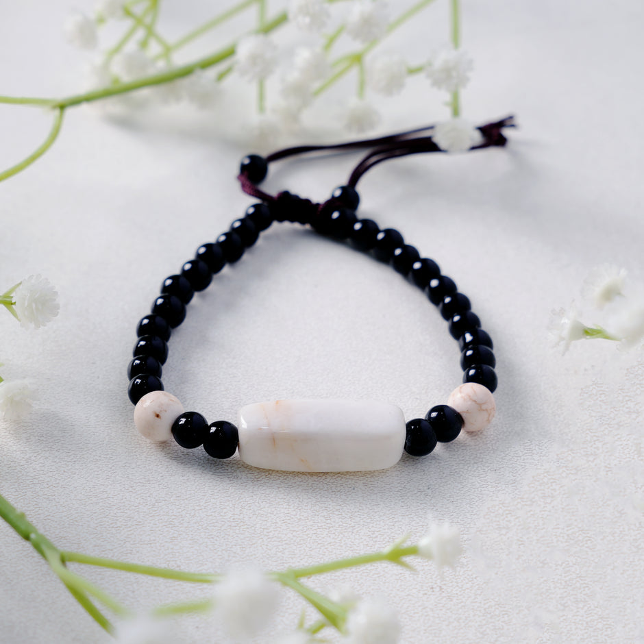Black Agate & Mother of Pearl Balance and Clarity Bracelet