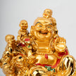 Golden Laughing Buddha with five children Idol for Wealth and Prosperity (BIG SIZE) | Feng Shui Happiness and Family Blessings Lucky Buddha Statue | Home & Office Decor