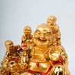 Golden Laughing Buddha with five children Idol for Wealth and Prosperity (BIG SIZE) | Feng Shui Happiness and Family Blessings Lucky Buddha Statue | Home & Office Decor