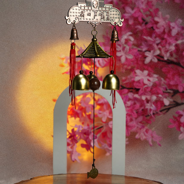 Prosperity Temple Bell Hanging | Feng Shui Bells for Luck, Wealth & Positive Energy | Decorative Wall & Door Hanging | Festive Home Decor