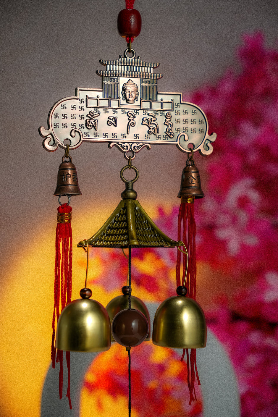 Prosperity Temple Bell Hanging | Feng Shui Bells for Luck, Wealth & Positive Energy | Decorative Wall & Door Hanging | Festive Home Decor