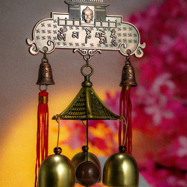 Prosperity Temple Bell Hanging | Feng Shui Bells for Luck, Wealth & Positive Energy | Decorative Wall & Door Hanging | Festive Home Decor