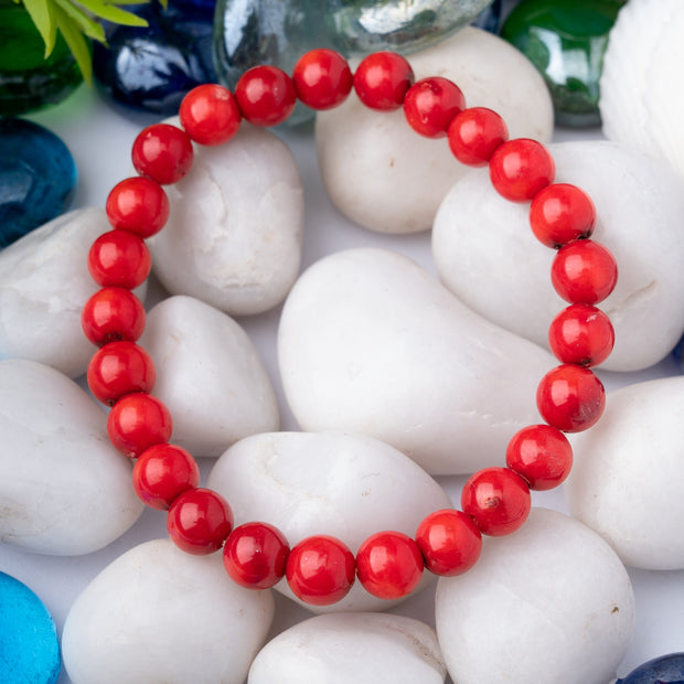 Red Coral Confidence Bracelet (8mm) – Protection, Energy & Vitality Jewelry for Men & Women