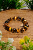 Natural Tiger’s Eye Bracelet (10 mm) with Guru Bead - Protection, Confidence & Positive Energy Jewelry for Men & Women