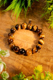 Natural Tiger’s Eye Bracelet (10 mm) with Guru Bead - Protection, Confidence & Positive Energy Jewelry for Men & Women