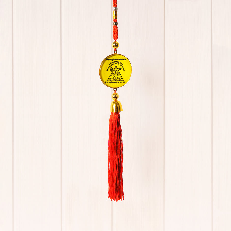 🚗 Divine Vehicle Protection Yantra Hanging | Golden Spiritual Wall & Door Decor | Positive Energy Home Decor