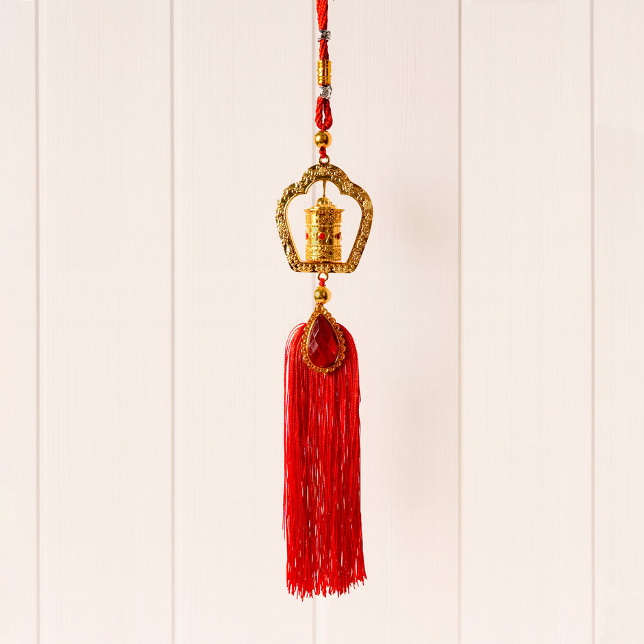 Luxury Prayer Wheel Hanging | Festive Wall & Door Decor | Auspicious Home Decoration
