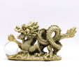 Golden Dragon with Crystal Ball Idol | Feng Shui Wealth & Protection Statue | Lucky Home & Office Decor