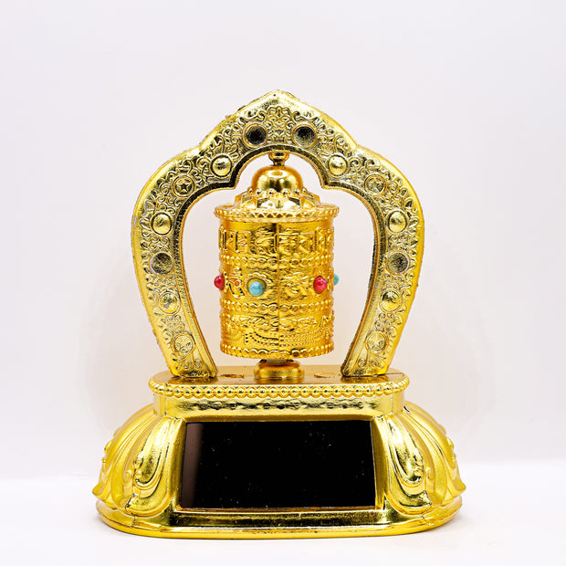 Solar Rotating Tibetan Buddhist Prayer Wheel – Rotating Mantra Wheel Idol for Home, Office and Car