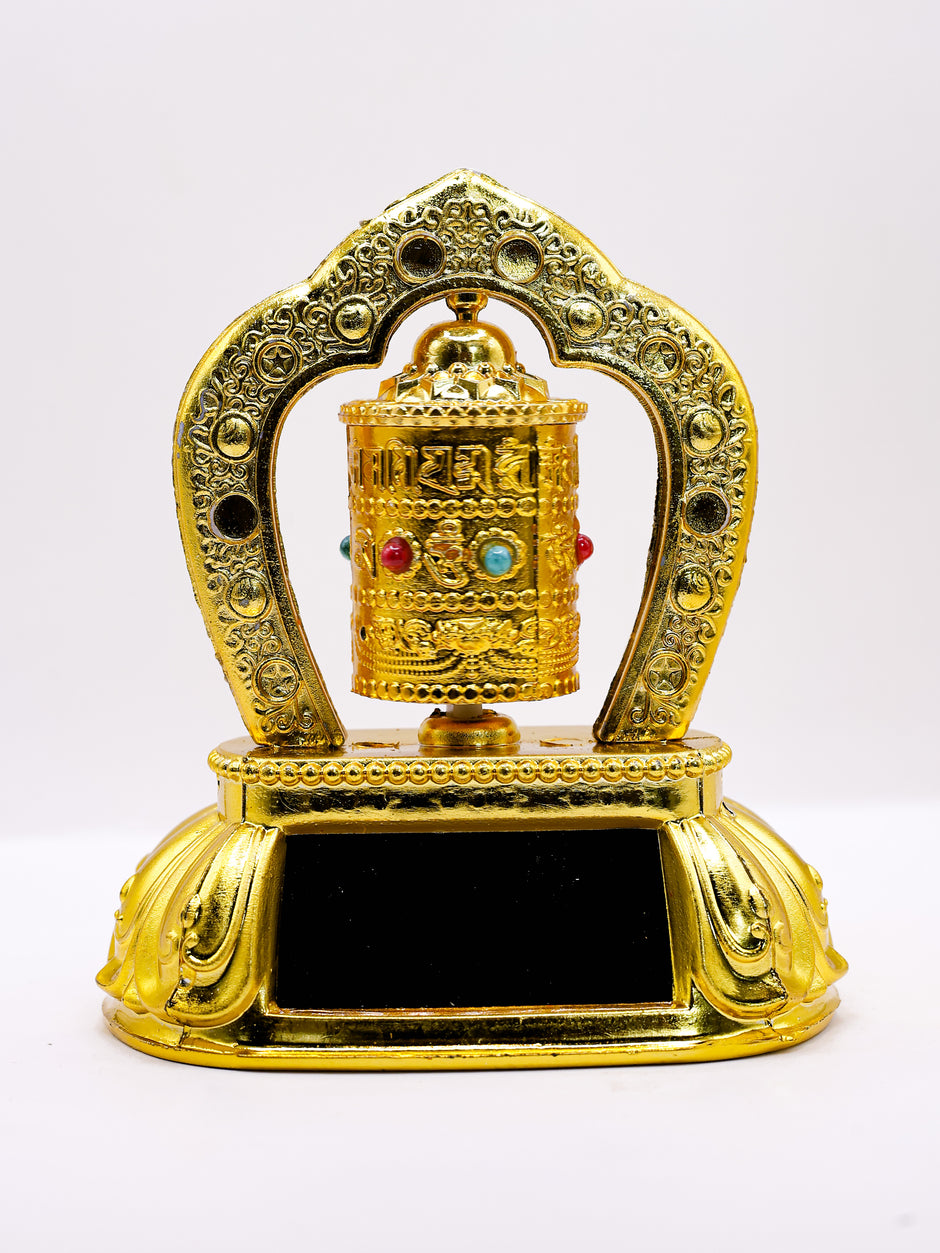 Solar Rotating Tibetan Buddhist Prayer Wheel – Rotating Mantra Wheel Idol for Home, Office and Car