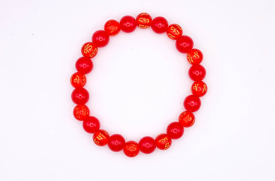 Red Om Mani Padme Hum Tibetan Buddhist Bracelet for Men & Women |Protection Bracelet | Spiritual Energy Bracelet
