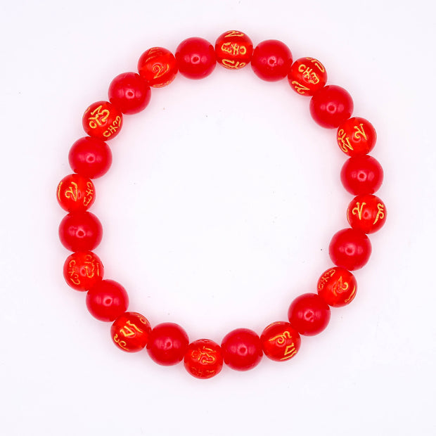 Red Om Mani Padme Hum Tibetan Buddhist Bracelet for Men & Women |Protection Bracelet | Spiritual Energy Bracelet