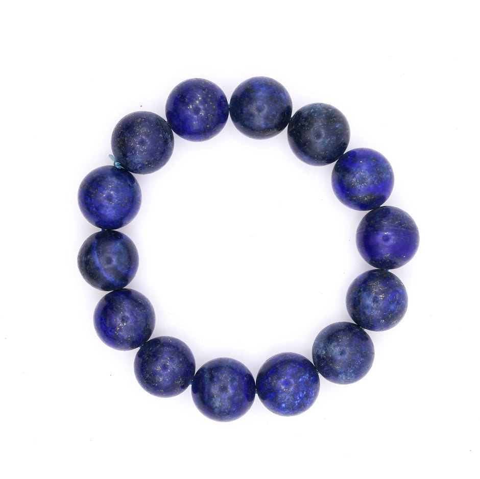 Natural Lapis Lazuli Power Bracelet (14mm) for Wisdom, Clarity, Confidence & Focus I Unisex Bracelet