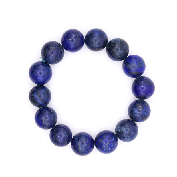 Natural Lapis Lazuli Power Bracelet (14mm) for Wisdom, Clarity, Confidence & Focus I Unisex Bracelet
