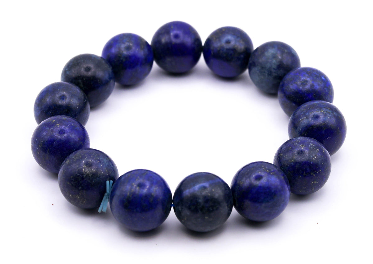 Natural Lapis Lazuli Power Bracelet (14mm) for Wisdom, Clarity, Confidence & Focus I Unisex Bracelet