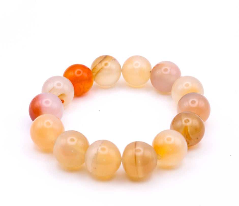 Natural Carnelian Bracelet (14mm) for Confidence, Courage, Motivation & Positive Energy for Men and Women