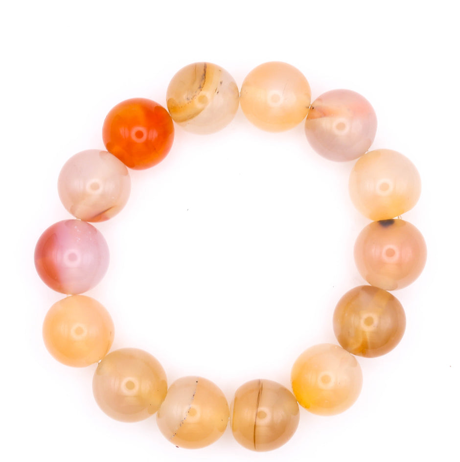Natural Carnelian Bracelet (14mm) for Confidence, Courage, Motivation & Positive Energy for Men and Women