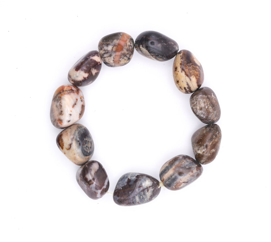 Natural Agate Tumble Bracelet - Healing Crystal Bracelet for Grounding & Positive Energy