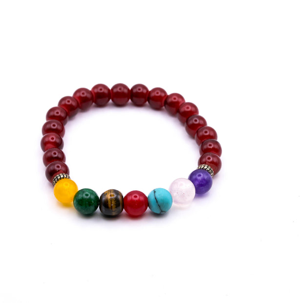 7 Chakra Natural Stone Calm and Balance Bracelet | Healing Crystal Bracelet for Balance, Positivity & Feng Shui
