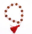 Rudraksha Clear Quartz Bracelet with Red Tassel – Bracelet for Peace, Positivity & Protection