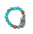 Natural Firoza Turquoise & Carnelian Tibetan Dragon Bracelet for Men & Women | Spiritual Stone Bracelet for Strength, Protection, Positivity & Good Fortune
