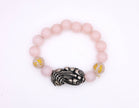 Rose Natural Rose Quartz Dragon Bracelet with Om Mani Padme Hum Beads – Love, Protection & Spiritual Energy