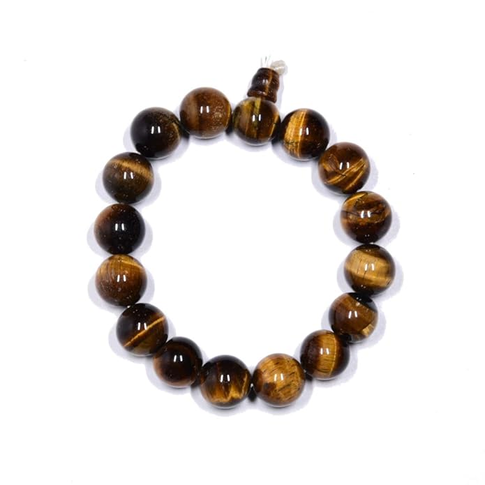 Natural Tiger Eye Beaded Bracelet (12mm)  with Guru Bead – Handmade Stone Jewelry for Protection & Confidence