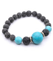 Natural Lava Stone & Turquoise Bead Bracelet – Natural Healing Energy Bracelet for Men & Women