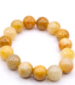 Natural Yellow Jade Beaded Bracelet (14 mm) – Handmade Healing Stone Jewelry for Men & Women