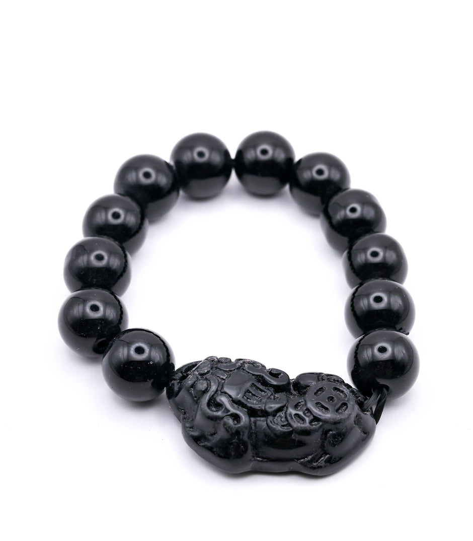 Black Obsidian Pixiu Bracelet for Protection from Negative Energy and Wealth and Prosperity– Feng Shui Protection & Wealth Bracelet for Men & Women