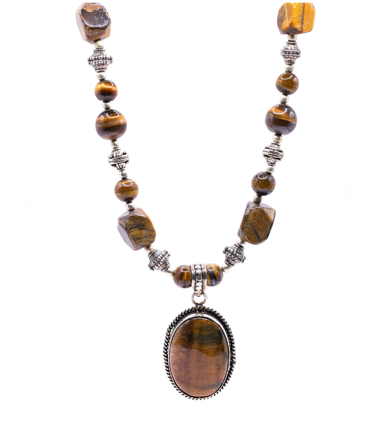 Natural Tiger’s Eye Necklace – Natural Stone Pendant Jewelry for Men & Women