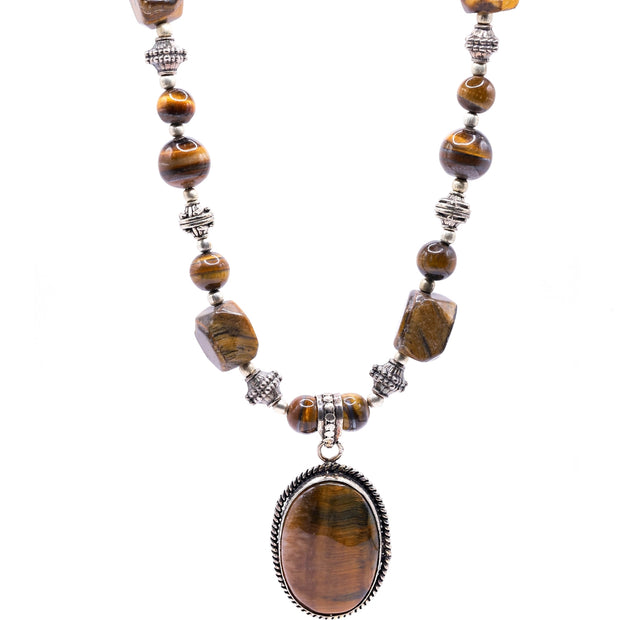 Natural Tiger’s Eye Necklace – Natural Stone Pendant Jewelry for Men & Women