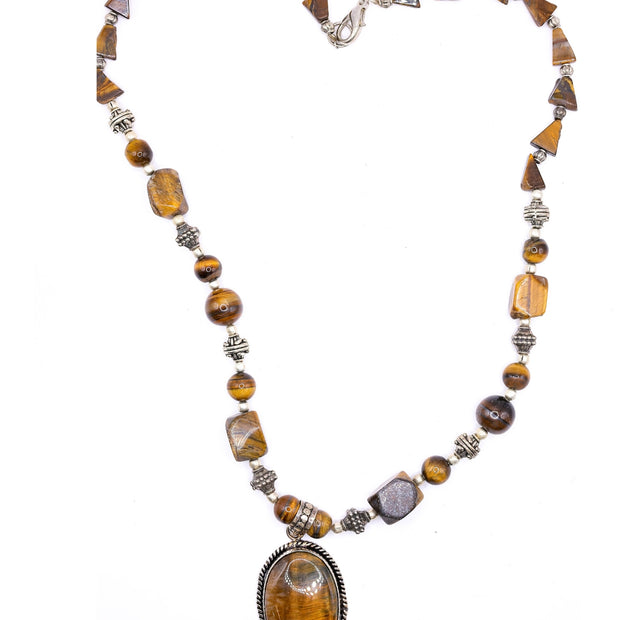 Natural Tiger’s Eye Necklace – Natural Stone Pendant Jewelry for Men & Women