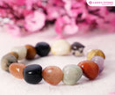 Chakra Luck & Prosperity Tumble Stone Bracelet Natural Stones: Amethyst • Rose Quartz • Carnelian • Green Aventurine • Black Obsidian • Howlite • Yellow Calcite • Labradorite • Jasper • Sunstone