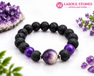 Calm Mind Amethyst Lava Stone Bracelet for Peace, Balance and Inner Strength I Unisex Bracelet