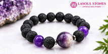 Calm Mind Amethyst Lava Stone Bracelet for Peace, Balance and Inner Strength I Unisex Bracelet