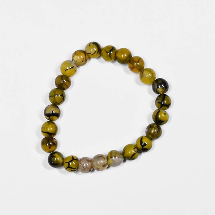 Yellow Dragon Vein Agate Healing Bracelet | Natural Stone Beaded Bracelet for Men & Women | Positive Energy & Stylish Fashion Accessory