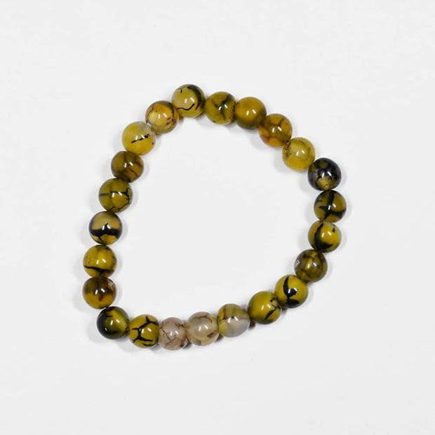 Yellow Dragon Vein Agate Healing Bracelet | Natural Stone Beaded Bracelet for Men & Women | Positive Energy & Stylish Fashion Accessory