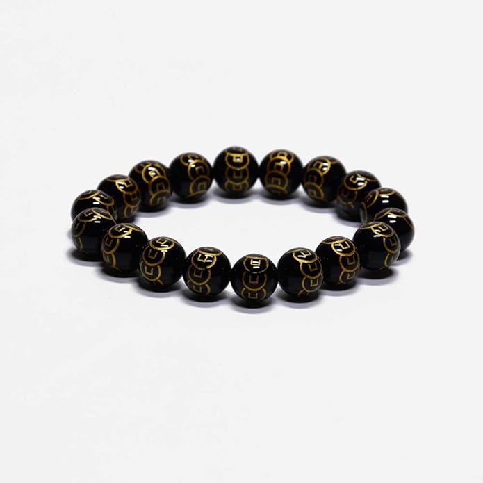 Black Mantra Bead Bracelet | Buddhist Om Mani Padme Hum Bracelet | Spiritual Protection & Energy Bracelet for Men & Women