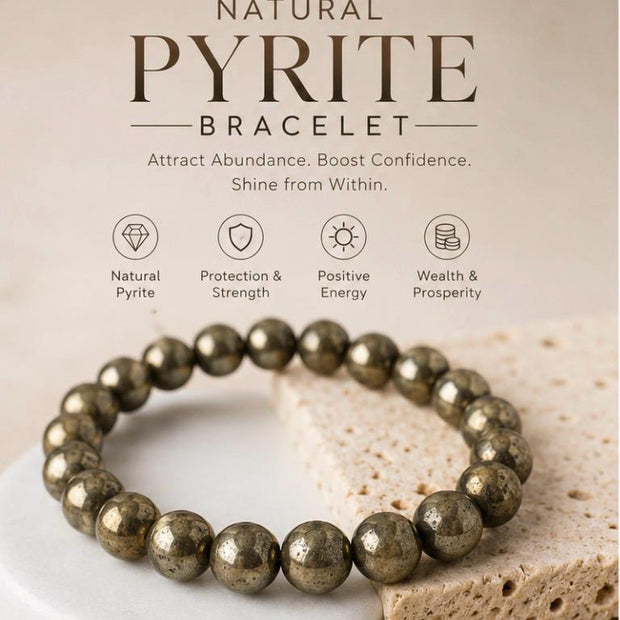 Pyrite Bracelet – Natural Stone Bracelet for Confidence, Protection & Prosperity