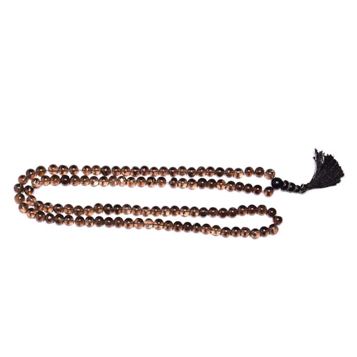 Natural Smoky Quartz Mala 8mm – Grounding, Protection & Inner Peace | Meditation Mala for Calm Mind, Focus & Positive Energy