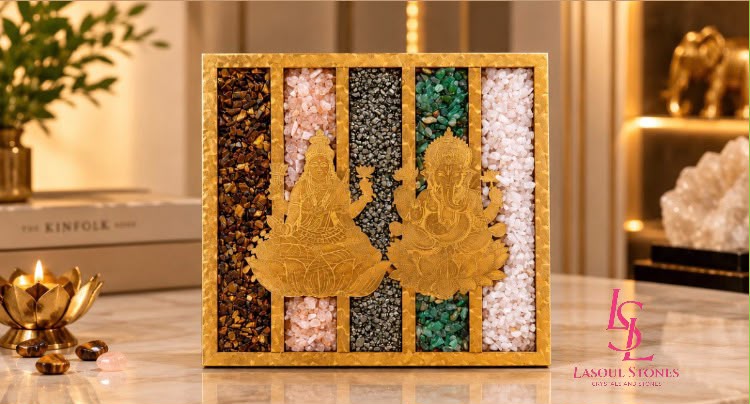 Lakshmi Ganesh Crystal Prosperity Stand – Premium Golden Diwali Home Décor & Festive Gift