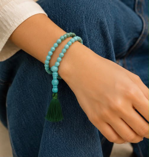 Natural Turquoise Mala Necklace (8mm) – Handmade Meditation & Spiritual Jewelry