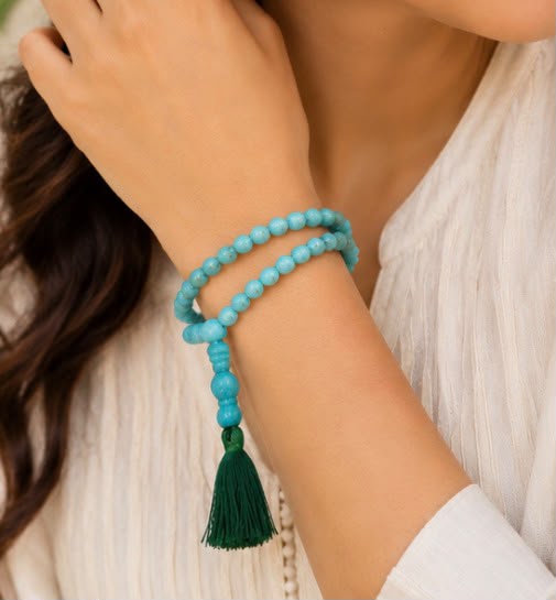 Natural Turquoise Mala Necklace (8mm) – Handmade Meditation & Spiritual Jewelry